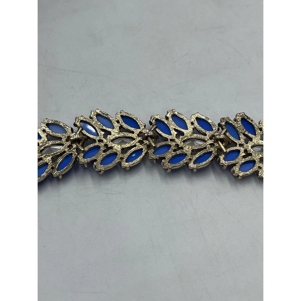 J. Crew Womens Pantone Blue‎ Jeweled Embellished Rhinestone Statement Bracelet